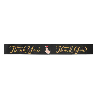 Elegant "Thank You" Satin Ribbon Roll – Black & Go