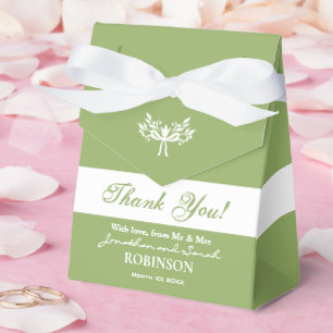 Elegant Thank You Script Floral Motif Wedding Favor Box