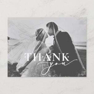 Elegant Thank You Script Heart Wedding Postcard