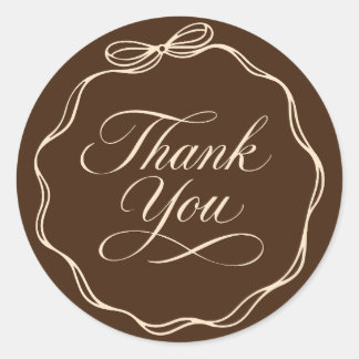 Elegant Thank You Sticker Calligraphy Bow Frame