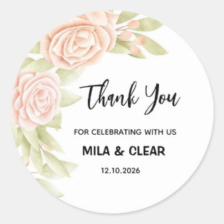 Elegant Thank You Sticker for Weddings, Parties