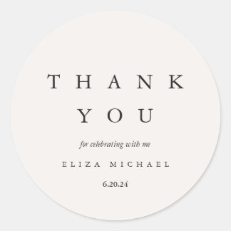 Elegant Thank You Taupe Bridal Shower Classic Round Sticker