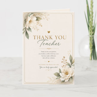 Elegant Thank You Teacher Floral Card