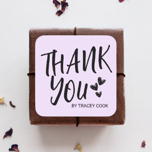 Elegant Thank You Typography Lavender Minimal Square Sticker