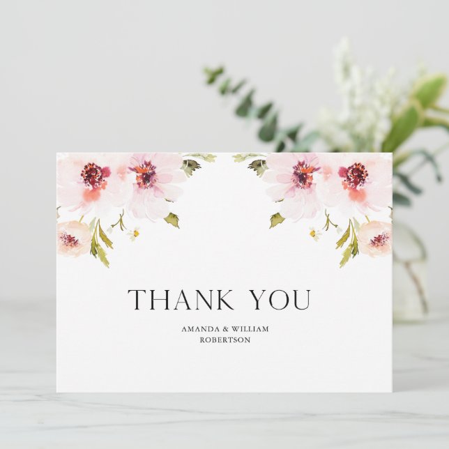 Elegant Thank You Wedding Card with Floral Design (Standing Front)