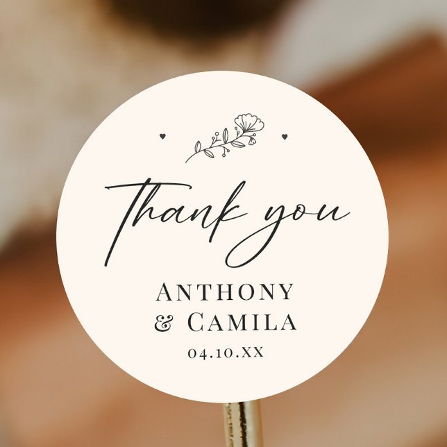 Elegant Thank You Wedding  Classic Round Sticker (Creator Uploaded)