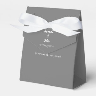 Elegant Thank You Wedding Couple Grey White Guest Favor Box