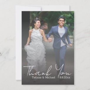 elegant thank you, wedding faded photo  card