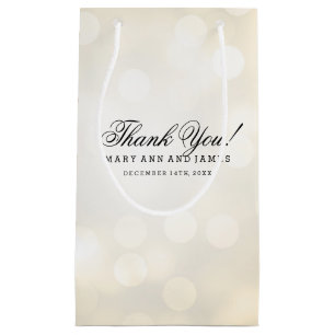 Elegant Thank You Wedding Gold Glitter Lights Small Gift Bag