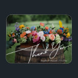 elegant thank you white handwriting wedding photo magnet<br><div class="desc">elegant thank you stylish white handwriting photo wedding magnet</div>