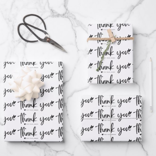 Elegant Thank You Wrapping PapeFlat Sheet Set of 3 (Front)