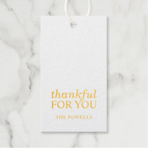 Elegant Thankful for You Classy Thank You Gold Gift Tags