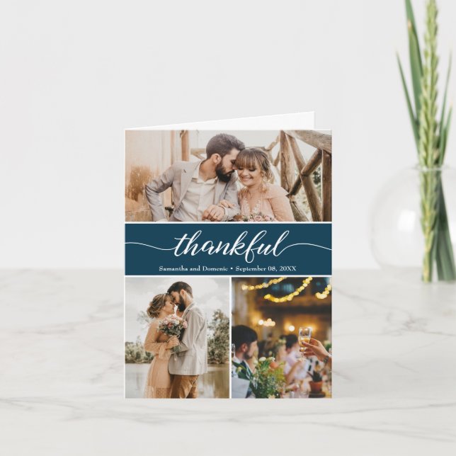  Elegant "Thankful" Personalized Wedding Thank You (Front)