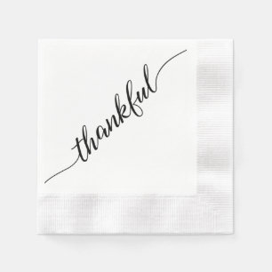 Elegant Thankful   Thanksgiving Script Calligraphy Napkin
