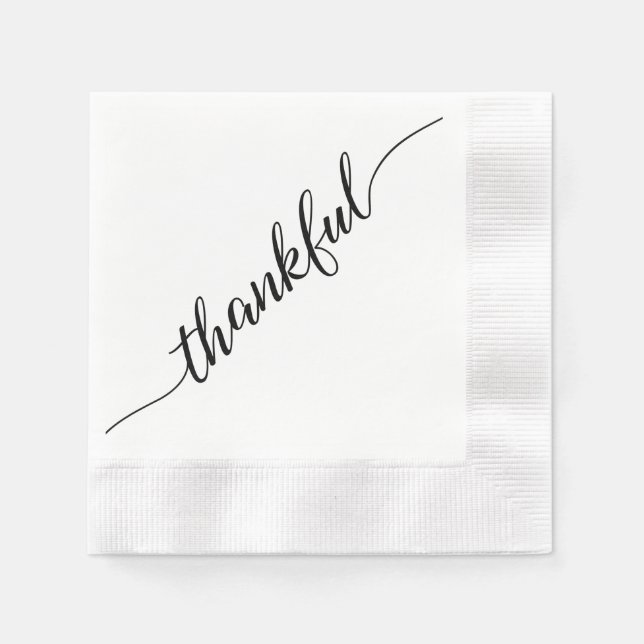 Elegant Thankful | Thanksgiving Script Calligraphy Napkin (Front)