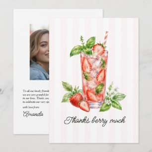 Elegant Thanks Berry Much Strawberry Cocktail Thank You Card
