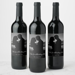 Elegant Thanks for Celebrating with Us Photo Wine Label