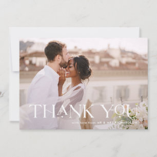 Elegant Thanks One Photo Wedding Thank You Card
