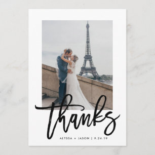 Elegant Thanks Typography and Wedding Photo Thank You Card