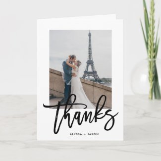 Elegant Thanks | Wedding Photo Thank You Card