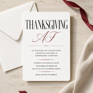 Elegant Thanksgiving AF Family Dinner Invitation