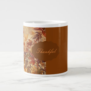 Elegant,Thanksgiving, Autumn Leaves,Rustic Large Coffee Mug