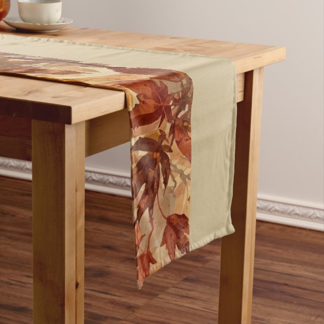 Elegant,Thanksgiving, Autumn Leaves,Rustic Medium Table Runner (In Situ)