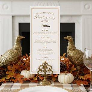 Elegant Thanksgiving Dinner Fall Pheasant Feather  Menu