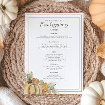Elegant Thanksgiving Dinner Fall Pumpkin 