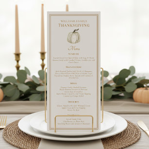Elegant Thanksgiving Dinner Fall White Pumpkin Menu