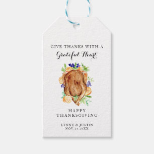 Elegant Thanksgiving Dinner Give Thanks Grateful Gift Tags