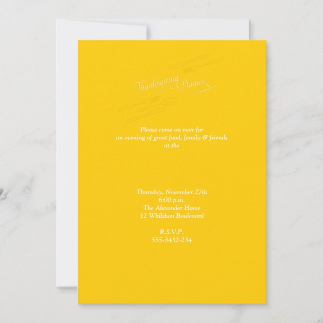 Elegant Thanksgiving Dinner Invitation (Front)