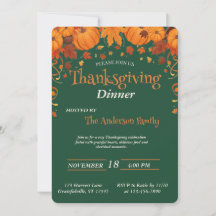 Elegant Thanksgiving Dinner Pumpkin Autumn Leaves
