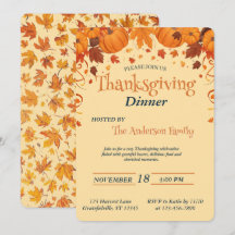 Elegant Thanksgiving Dinner Pumpkin Autumn Leaves