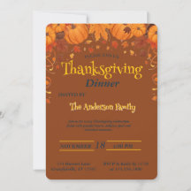 Elegant Thanksgiving Dinner Pumpkin Autumn Leaves