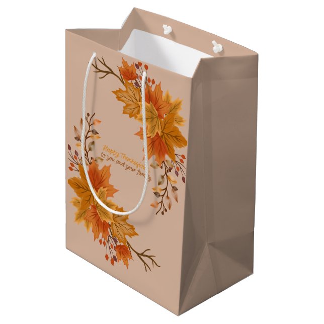 Elegant Thanksgiving Entertaining Medium Gift Bag (Back Angled)