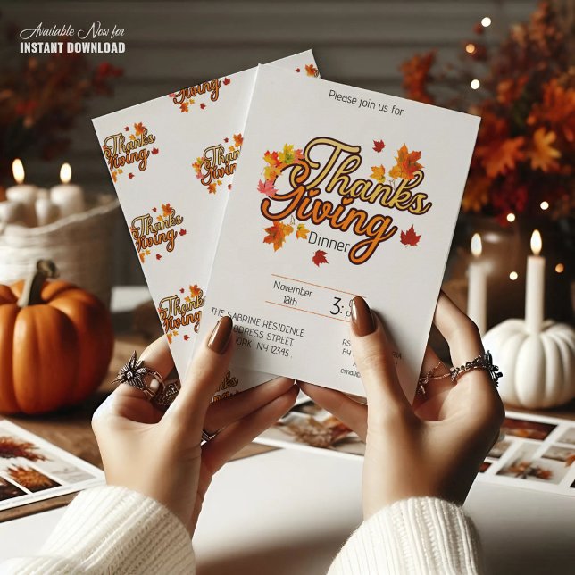 Elegant Thanksgiving foliage autumn fall  Invitation (Creator Uploaded)