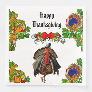 ELEGANT THANKSGIVING TURKEY PAPER DINNER NAPKINS