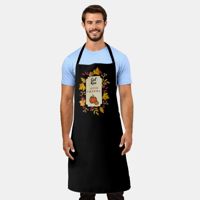 Elegant Thanksgiving with Pumpkin  Personalized Apron (Worn)