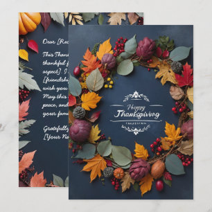 Elegant Thanksgiving Wreath Invitation Card