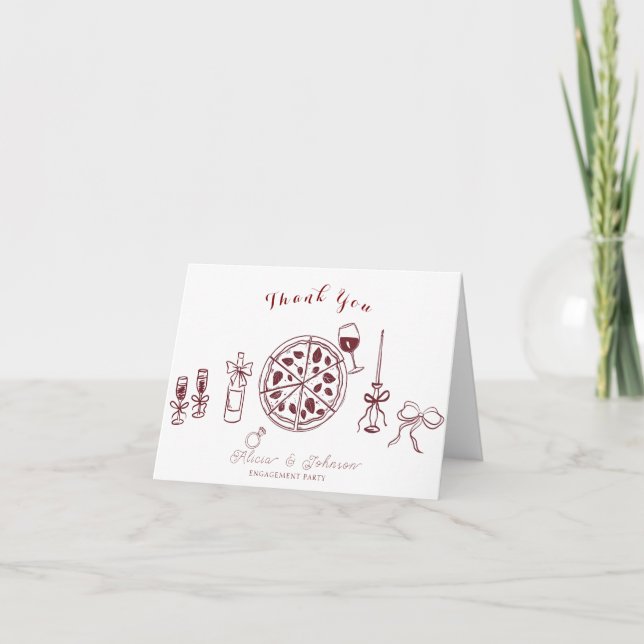 Elegant that’s amore engagement party thank you card (Front)
