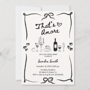 Elegant That's Amore Hand Drawn Bridal Shower Invitation