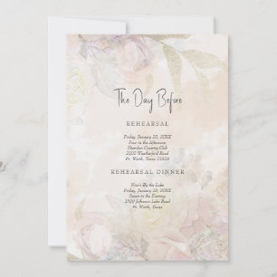Elegant The Day Before Pale Floral Wedding  Invitation