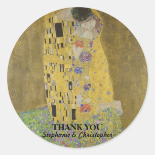 Elegant "The Kiss" Couple Custom Classic Round Sticker