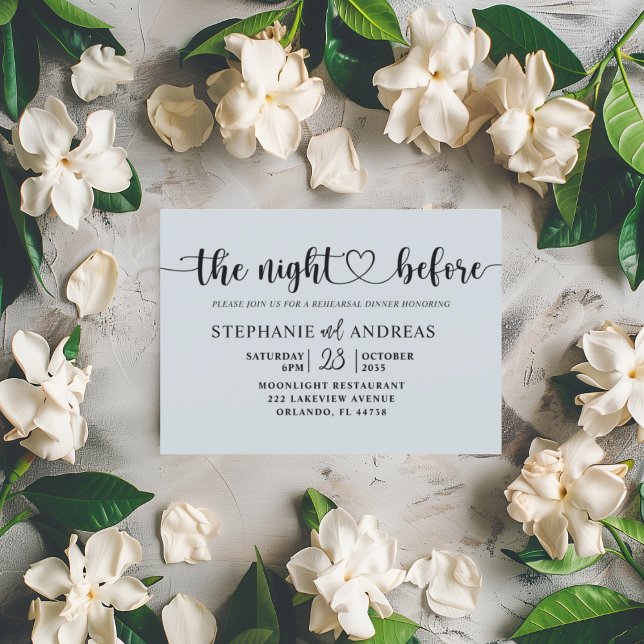 Elegant The Night Before Dusty Blue Wedding  Invitation (Creator Uploaded)