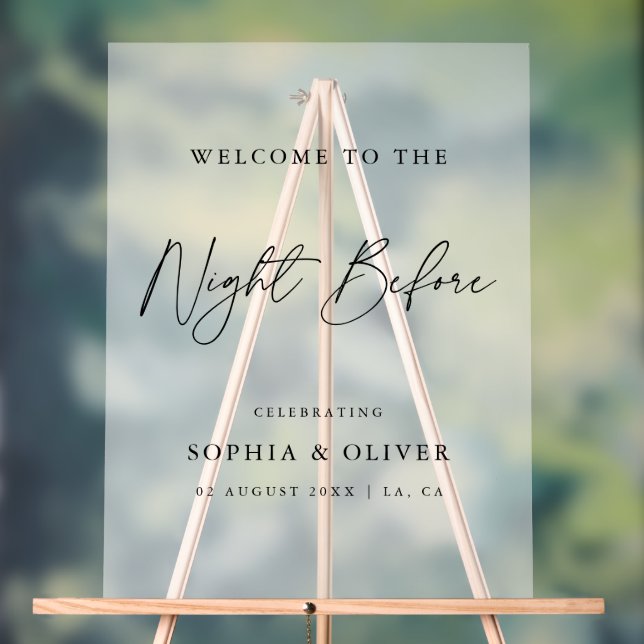 Elegant The Night Before Rehearsal Dinner Frosted  Acrylic Sign (Neutral)