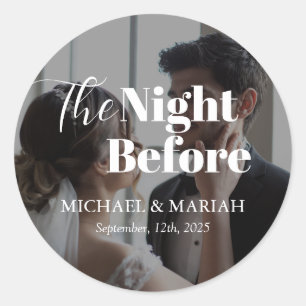 Elegant The Night Before Rehearsal Dinner Photo Classic Round Sticker