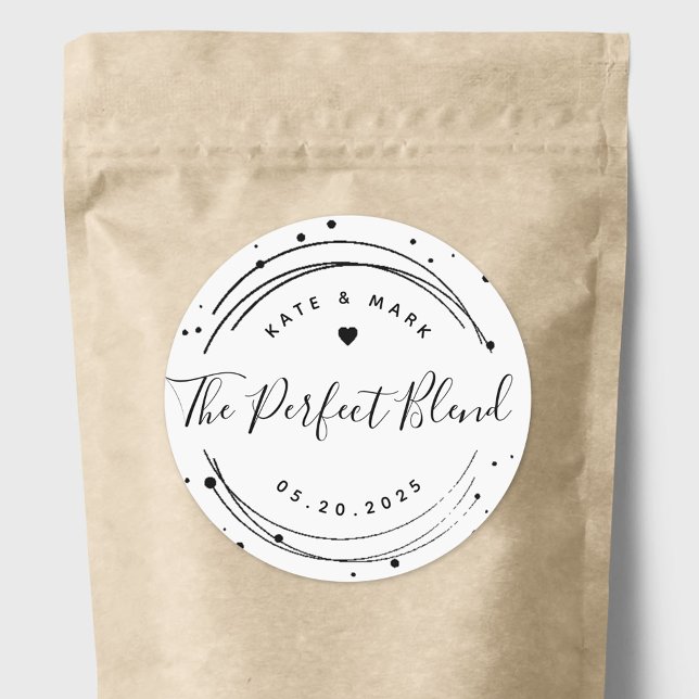 Elegant The Perfect Blend Wedding Coffee Favor Classic Round Sticker (Creator Uploaded)