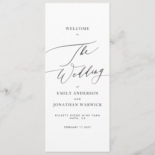 Elegant The Wedding Modern Calligraphy Wedding Program (Front)