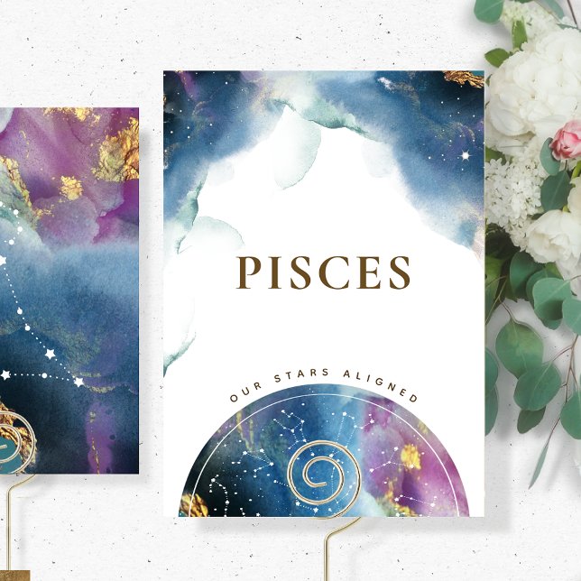 Élégant thème céleste Pisces Nom de table Carte (Créateur téléchargé)